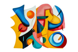 Abstract colorful geometric shapes in contemporary art style, featuring bold patterns and dynamic vibrant colors. png