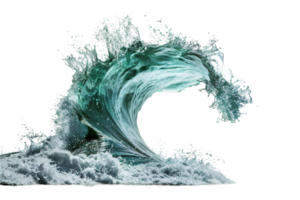 Dynamic ocean wave splashing with powerful energy, captured in a high-resolution stock photo for creative and commercial use. png