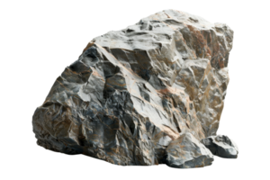Large textured rock with rugged surface, isolated on transparent background. Ideal for geology, nature, and outdoor-themed projects. png