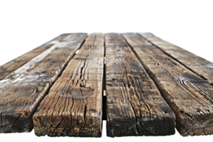 Close-up of old, weathered wooden planks arranged in a row, highlighting texture and imperfections, perfect for rustic background or design elements. png