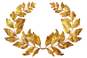 Golden laurel wreath symbolizing victory, honor, and achievement. Perfect for awards, recognition, and ceremonial design elements. png