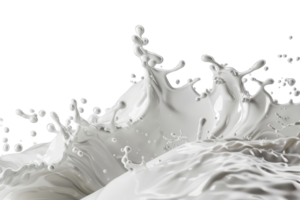 High-speed photo capturing dynamic milk splash creating artistic waves and shapes in mid-air. Suitable for food, dairy, and beverage marketing. png
