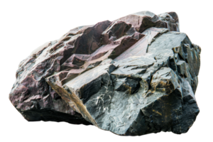 High-resolution image of a large, rugged rock with detailed textures and various shades of brown and gray, isolated on a transparent background. png