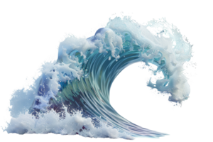 Majestic ocean wave crashing with vibrant blue and white splashes, capturing the power and beauty of nature in dynamic motion. png
