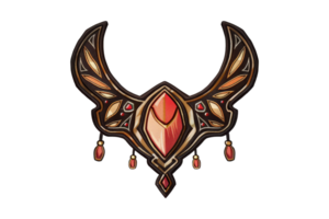 intrincado, inspirado em fantasia jóia com uma central vermelho gema, cercado de ornamentado, delicado padrões. perfeito para místico ou relacionado ao jogo projetos. png