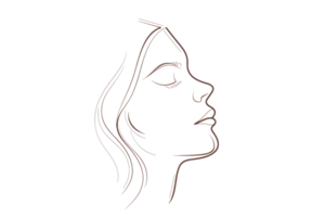 A woman's face is drawn in brown. The drawing is simple and minimalistic. The woman's face is the main focus of the image, and the brown color gives it a warm and inviting feel png