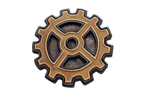 High-quality image of a bronze gear isolated on transparent background. perfect for engineering, machinery, and industry-related projects. png