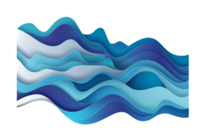 The image is a blue wave with white and blue colors. The wave is made up of many small pieces of paper, giving it a unique and artistic appearance png