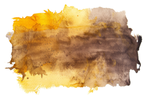 A yellow and brown paint splatter on a white background. The splatter is messy and chaotic, with no clear lines or shapes. The colors are bright and bold, creating a sense of energy and movement png