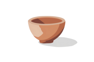Isolated image of a simple ceramic bowl with natural tones and shadow, perfect for kitchenware and home decor concepts. png