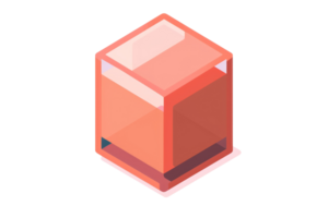 A red cube with a clear glass top. The cube is sitting on a white background png