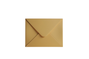 A yellow envelope with a gold stamp on it. The envelope is sitting on a white background. The envelope is open and the contents are visible png