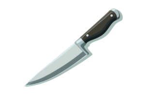 A knife is shown in a white background. The knife is sharp and has a silver handle png