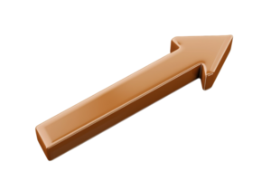 A brown arrow pointing upwards. The arrow is thin and long. It is on a white background png