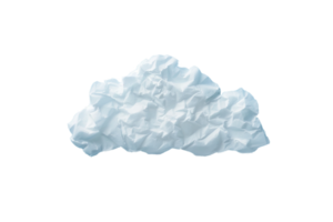 Crumpled white paper sheet shaped like a cloud isolated on a transparent background, conveying creativity and abstract ideas. png