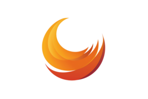 Modern abstract orange and red curved shape logo design on a transparent background. perfect for branding, marketing, and creative projects. png