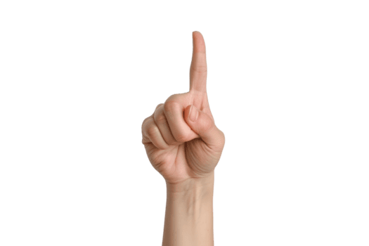 A hand pointing up with a finger on it. The hand is raised in a way that it is not touching anything png