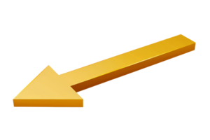 Golden arrow pointing left on a transparent background. High-quality graphic perfect for directional signs and navigation icons. png
