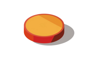 Illustration of a single orange and red round disk object with a shadow. Ideal for games, animations, and design projects. png