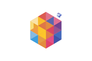 A colorful cube with a square in the middle. The cube is made up of many smaller squares png