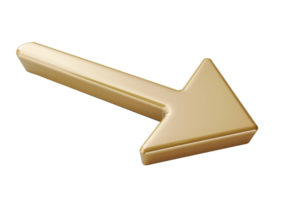 uma ouro seta apontando para a esquerda. a seta é em uma branco fundo. a seta é uma símbolo do direção e movimento png