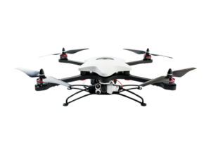 High-resolution image of a modern quadcopter drone in isolated view, suitable for aerial photography, technology themes, and stock imagery. png