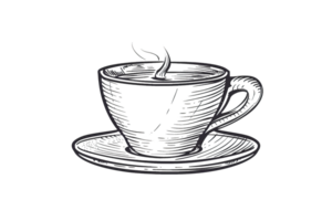 A cup of coffee is sitting on a saucer. The steam rising from the cup creates a cozy and inviting atmosphere png