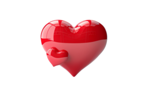 A red heart with two smaller hearts inside of it. The heart is surrounded by a white background png