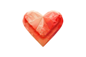 A heart made of diamonds is shown on a white background. The diamond heart is red and white, and it is a symbol of love and affection png