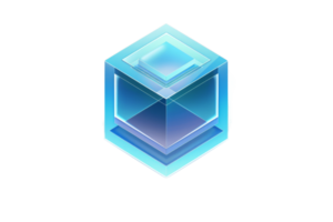A blue cube with a clear glass surface. The cube is on a white background. The cube is a symbol of something important png