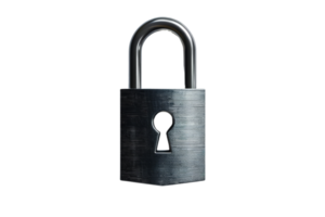 A silver lock with a keyhole and a silver handle png