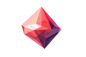 A red and pink cube with a white background. The cube is made of a material that looks like it is made of glass png