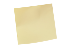 Isolated yellow sticky note on transparent background. Perfect for reminders, messages, and office use. High-quality stock photo for business and personal projects. png