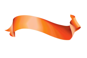 Bright orange ribbon banner in a wavy pattern, suitable for various design and decoration purposes, isolated on a transparent background. png