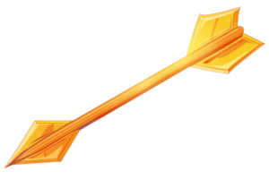 A golden arrow illustration with a detailed fletching and sharp tip, representing precision, direction, and achievement in design. png