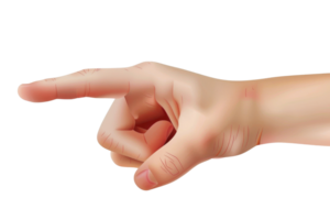 Illustration of a human hand pointing with the index finger, ideal for communication and direction representation. png