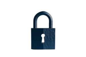 A blue lock with a keyhole on it. The image is of a lock and key png