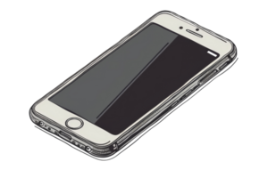 illustration of a modern smartphone with sleek design, showcasing technology, communication, and mobile innovation. png