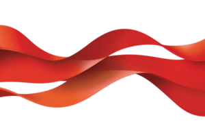 Abstract red ribbon waves on a black background with smooth curves and vibrant colors for festive decorations, backgrounds, or design elements. png