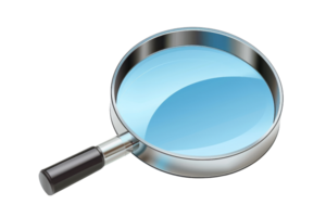 High-quality image of a magnifying glass with a black handle, perfect for concepts of searching, investigation, and scrutiny. png