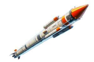 Detailed image of a futuristic rocket with a sleek design, excellent for space exploration concepts and innovation themes. png