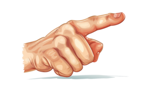Digital illustration of a hand pointing with the index finger. High-resolution image ideal for educational, instructional, or directional purposes. png