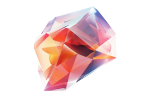 Colorful abstract geometric crystal with vibrant hues and light reflections, creating a dynamic and modern visual effect. png