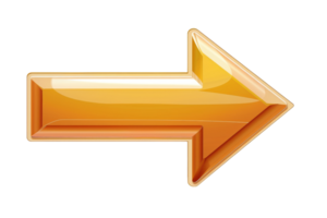 Bright yellow arrow pointing to the right, isolated on a transparent background. Perfect for direction, navigation, and guide themes. png