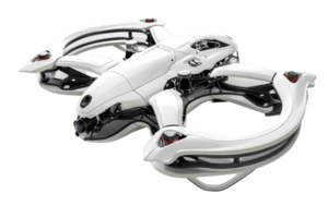 A white and silver robot with a black and red design. The robot is in the air and has a futuristic look png