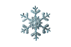 A snowflake is shown in a white background. The snowflake is made of ice and has a very intricate design. Concept of beauty and wonder, as well as the fleeting nature of snow png
