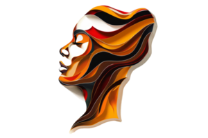 Abstract artistic portrait of a human profile with vibrant, swirling colors in various shades, creating dynamic and captivating visual appeal. png