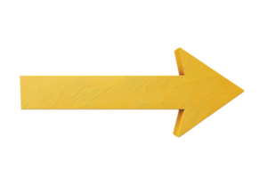 A yellow arrow pointing to the right. The arrow is made of a rough material, giving it a textured appearance png