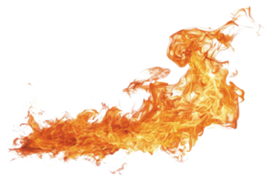 Dynamic flame isolated on transparent background. Perfect for design projects, digital artwork, or creating dramatic visual effects. png
