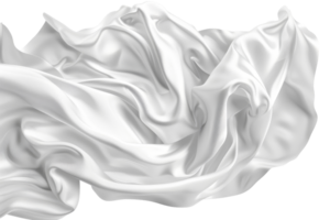 Elegant white silk fabric draped artistically creating fluid, soft folds and smooth texture. Ideal for design and textile projects. png